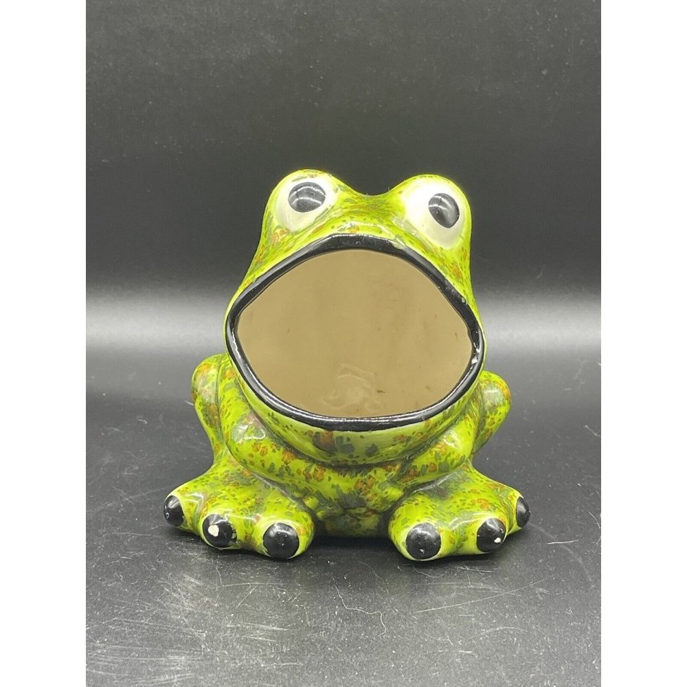 Vintage Open Mouth Frog Kitchen Sponge Scrubby Pad Holder Green Red Spatter Ware